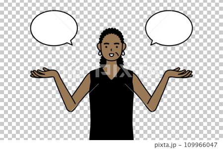 ふきだしつき、比較をするアフリカ系シニア女性 109966047