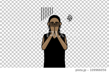 African senior woman looking depressed and covering her face African senior woman looking depressed and covering her face 109966056
