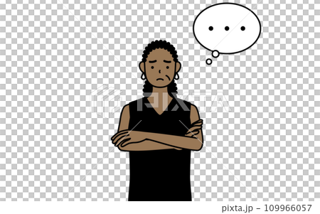 African senior woman thinking with her arms crossed African senior woman thinking with her arms crossed 109966057