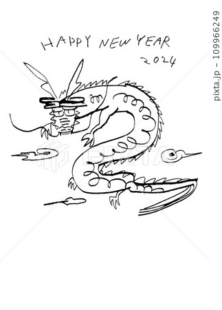 手書きイラスト 〘鹿龍〙ペン画 原画イラスト - イラスト 