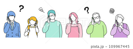 スマホで疑問に思う 人物のイラスト　セット 顔なし 109967445