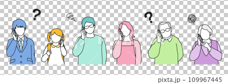 スマホで疑問に思う 人物のイラスト　セット 顔なし 109967445