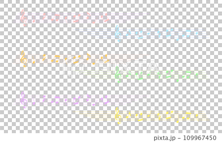 音符和高音譜號的彩色裝飾線插圖 109967450