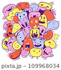 cute funny doodle characters, monsters for kids 109968034