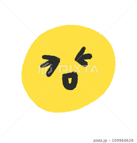 手書きの目を閉じで笑っている絵文字 - シンプルでかわいい顔のデザイン素材 109968626