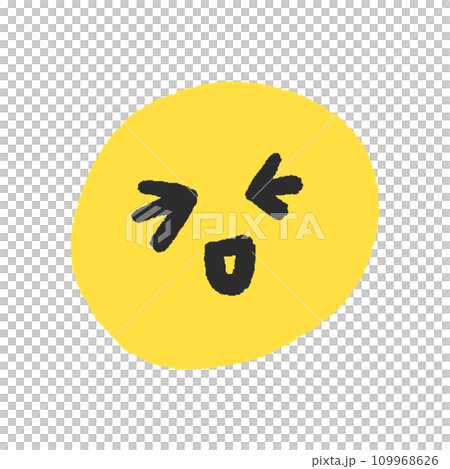 手書きの目を閉じで笑っている絵文字 - シンプルでかわいい顔のデザイン素材 109968626