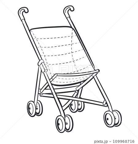 black contour stroller drawing isolated black contour stroller drawing isolated 109968716