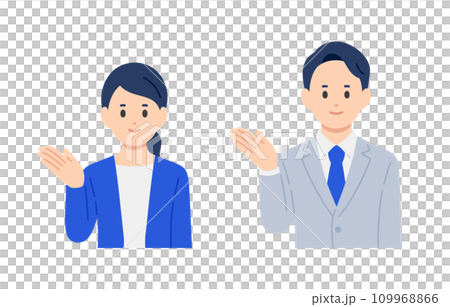 案内のポーズをするビジネスパーソン男女のセット【人物ベクターイラスト素材】 109968866