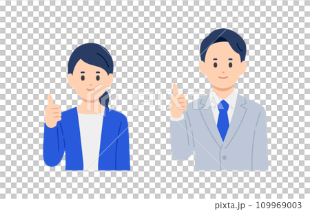 グッドのポーズをするビジネスパーソン男女のセット【人物ベクターイラスト素材】 グッドのポーズをするビジネスパーソン男女のセット【人物ベクターイラスト素材】 109969003