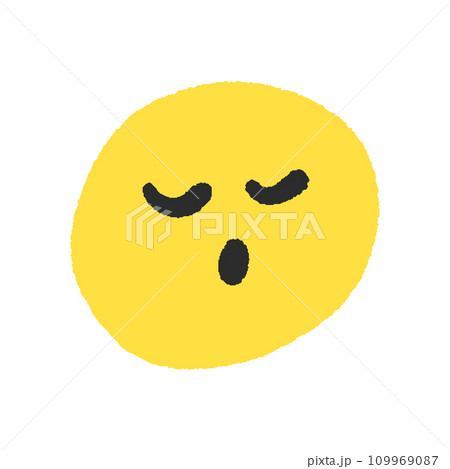 目を閉じて眠っている絵文字 - 黄色い手書きのシンプルでかわいい顔のデザイン素材 目を閉じて眠っている絵文字 - 黄色い手書きのシンプルでかわいい顔のデザイン素材 109969087
