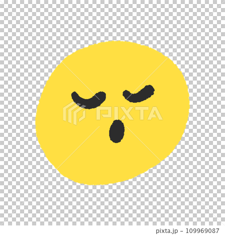 目を閉じて眠っている絵文字 - 黄色い手書きのシンプルでかわいい顔のデザイン素材 目を閉じて眠っている絵文字 - 黄色い手書きのシンプルでかわいい顔のデザイン素材 109969087
