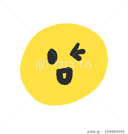片目を閉じでウインクしている黄色い絵文字 - シンプルでかわいい手書きの顔のデザイン素材 片目を閉じでウインクしている黄色い絵文字 - シンプルでかわいい手書きの顔のデザイン素材 109969091
