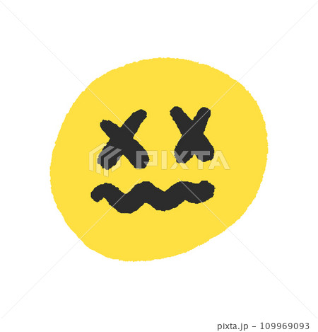 苦しい・疲れた表情の手書きの絵文字 - シンプルな線画の顔のデザイン素材 苦しい・疲れた表情の手書きの絵文字 - シンプルな線画の顔のデザイン素材 109969093