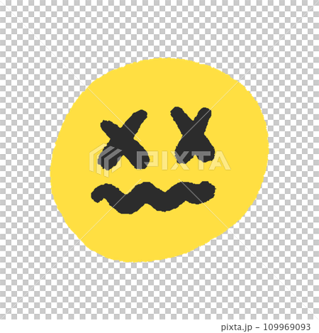 苦しい・疲れた表情の手書きの絵文字 - シンプルな線画の顔のデザイン素材 苦しい・疲れた表情の手書きの絵文字 - シンプルな線画の顔のデザイン素材 109969093