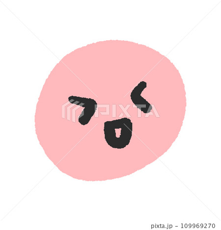 目を閉じで笑っているピンク色の絵文字 - 手書きのシンプルでかわいい顔のデザイン素材 目を閉じで笑っているピンク色の絵文字 - 手書きのシンプルでかわいい顔のデザイン素材 109969270