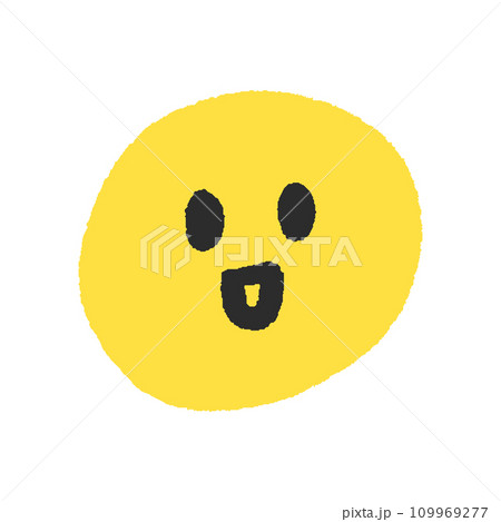 手書きのかわいい笑顔の顔文字 - シンプルな線画の絵文字のデザイン素材 109969277