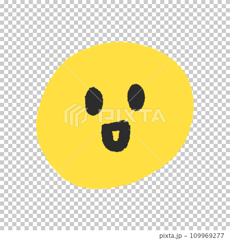 手書きのかわいい笑顔の顔文字 - シンプルな線画の絵文字のデザイン素材 109969277