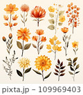 Set of watercolor fall autumn flower element for decoration give thanks cards Generative AI 109969403