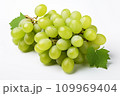 Green grape with leaves isolated on white background Generative AI 109969404