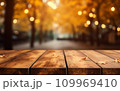 The empty wooden table top with blur background of autumn Generative AI 109969410
