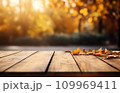 The empty wooden table top with blur background of autumn Generative AI 109969411