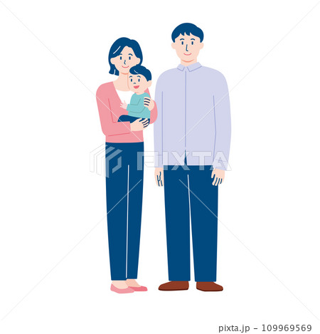 笑顔で寄り添う家族のイラスト 109969569