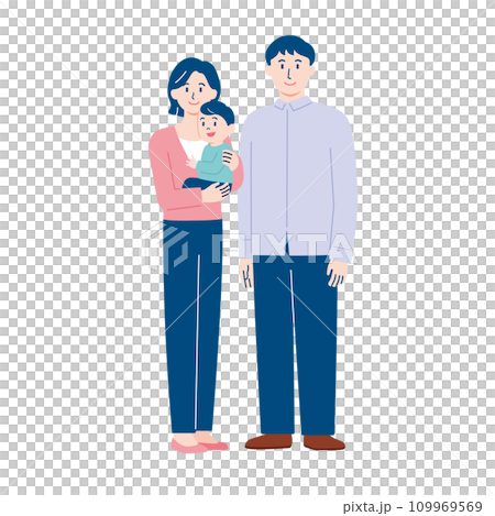 笑顔で寄り添う家族のイラスト 109969569