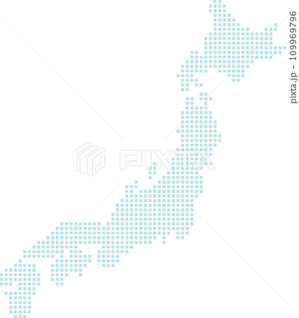青のドット(四角)の日本地図 青のドット(四角)の日本地図 109969796