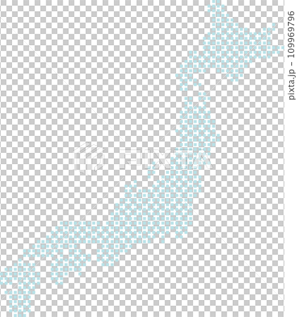 Map of Japan with blue dots (squares) 109969796