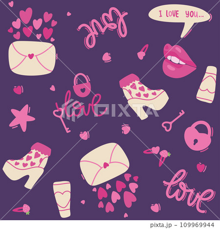 Love violet seamless pattern. Valentines day 109969944