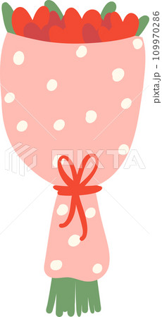 Cute Valentine rose flower bouquet illustration Cute Valentine rose flower bouquet illustration 109970286