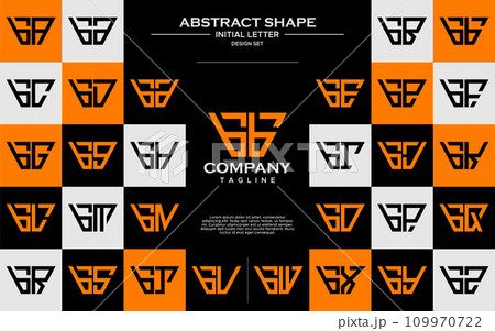 Set of trapezoid shape lowercase letter B BB logo design 109970722