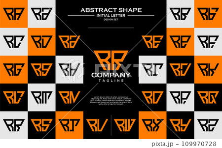 Set of simple trapezoid shape letter R RR logo design 109970728