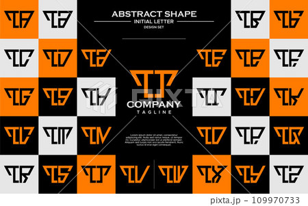 Set of simple trapezoid shape letter T TT logo design 109970733