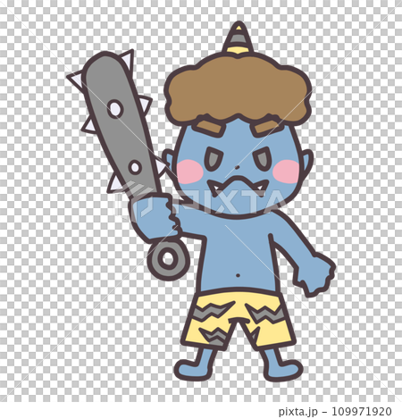 青鬼手持金棍的人物插畫，靈感來自節分。 109971920