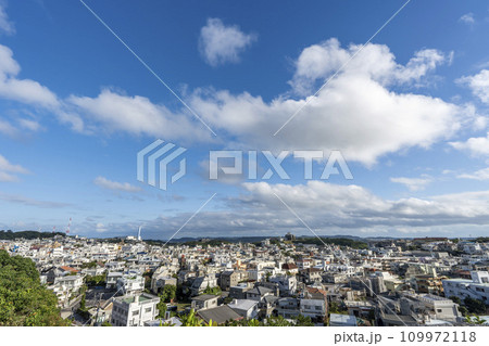 青空と首里城 東のアザナからの風景 俯瞰 沖縄県那覇市 青空と首里城 東のアザナからの風景 俯瞰 沖縄県那覇市 109972118