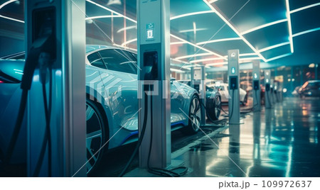 未来的な電気自動車の充電 未来的な電気自動車の充電 109972637