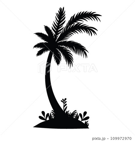 A silhouette of Date Palm tropical tree. Silhouette vector illustration 109972970