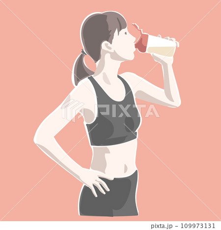 トレーニング中、水分補給する女性 トレーニング中、水分補給する女性 109973131