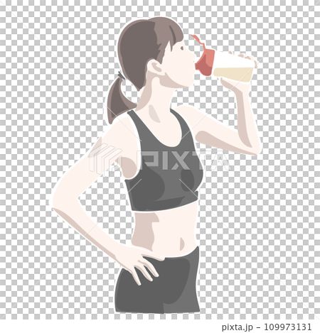 トレーニング中、水分補給する女性 トレーニング中、水分補給する女性 109973131