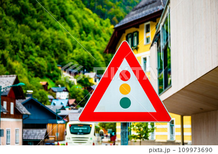 Bright road sign on the steet Bright road sign on the steet 109973690