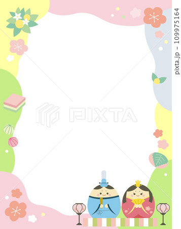 かわいいひな祭りフレーム　枠 109975164