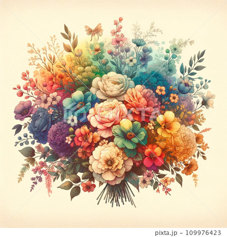 カラフルな花の花束のイラスト素材 [109976423] - PIXTA