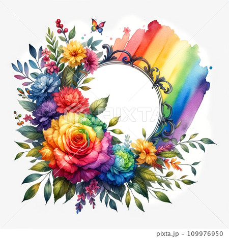 水彩で描いた薔薇の花のブーケ 109976950