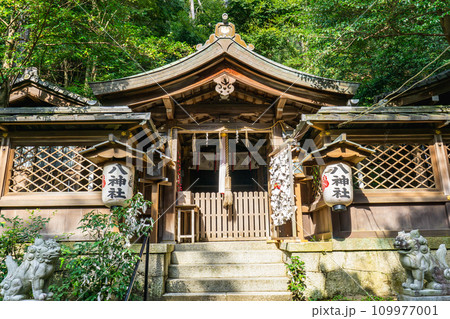 京都市左京区銀閣寺町の八神社　中門と本殿 109977001