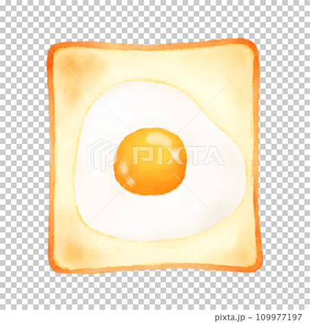 Illustration of toast with fried egg on top 109977197