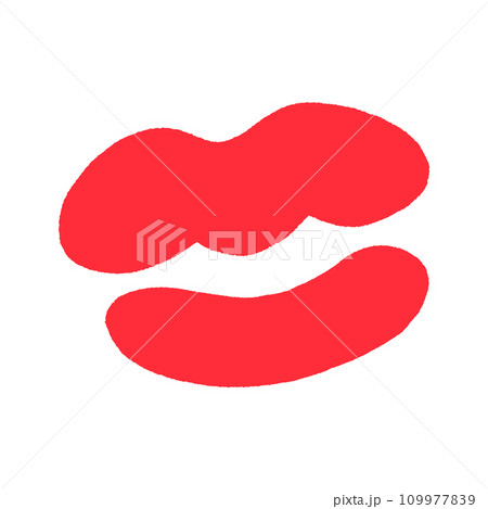 赤いキスマークの絵文字･アイコン - シンプルでかわいい手書きの唇のデザイン素材 109977839