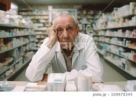 Senior male buyer shocked with expensive drugs 109978345