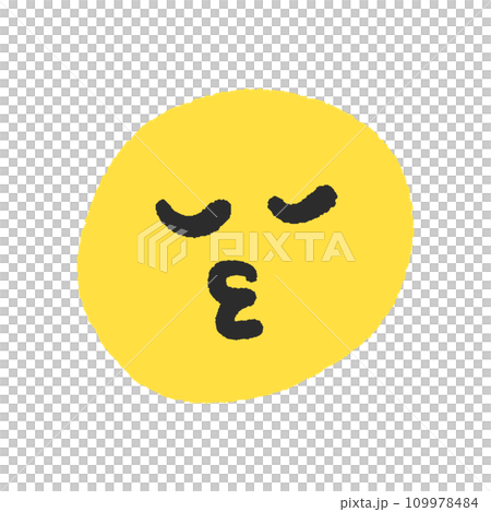 閉眼接吻的emoji表情-黃色手寫簡約可愛臉部設計素材 閉眼接吻的emoji表情-黃色手寫簡約可愛臉部設計素材 109978484