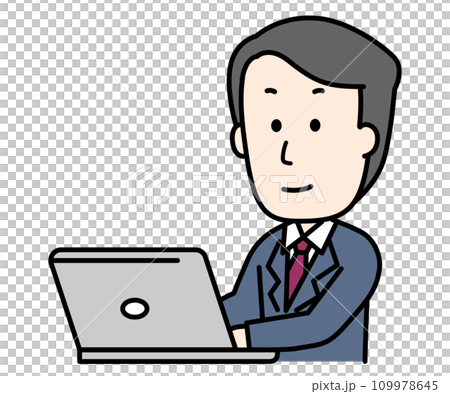 A businessman who works on a personal computer A businessman who works on a personal computer 109978645
